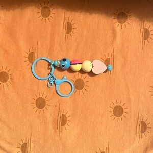 Sally wooden Beaded Keychain with Heart Charm